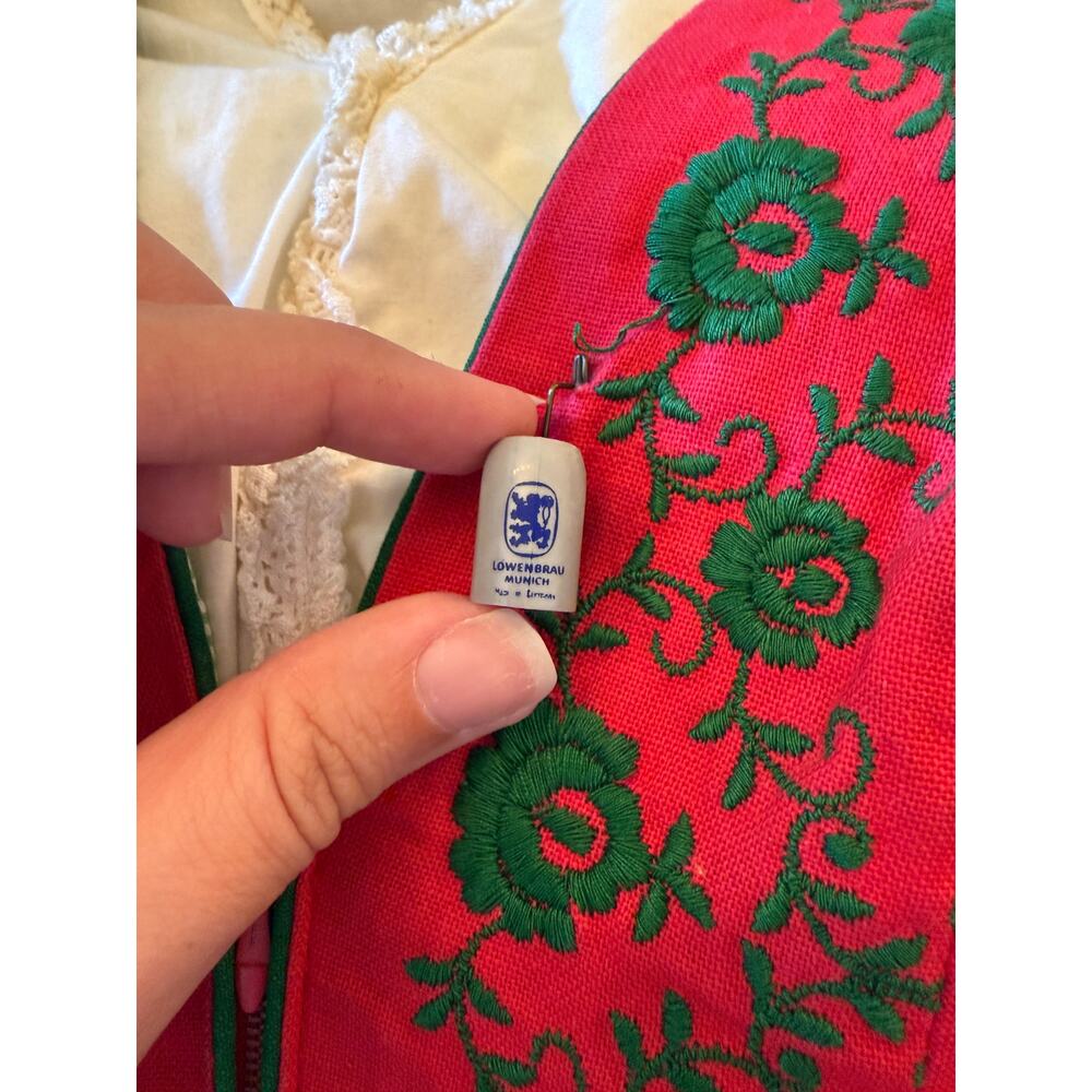 Vintage Hancke Dirndl Dress Red Size 36 US Size 4 Oktoberfest Beer Girl - Picture 3 of 10